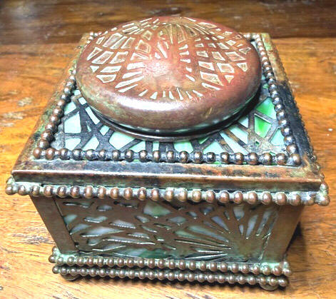 tiffany studios pine needle inkwell